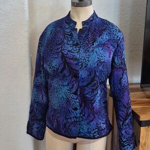 Chico's 100% Silk Abstract Design Shaket Sz Medium